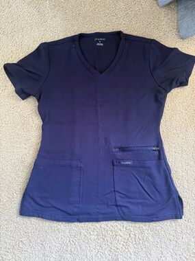 Jaanuu Women's V-Neck Scrub Top in Navy Blue